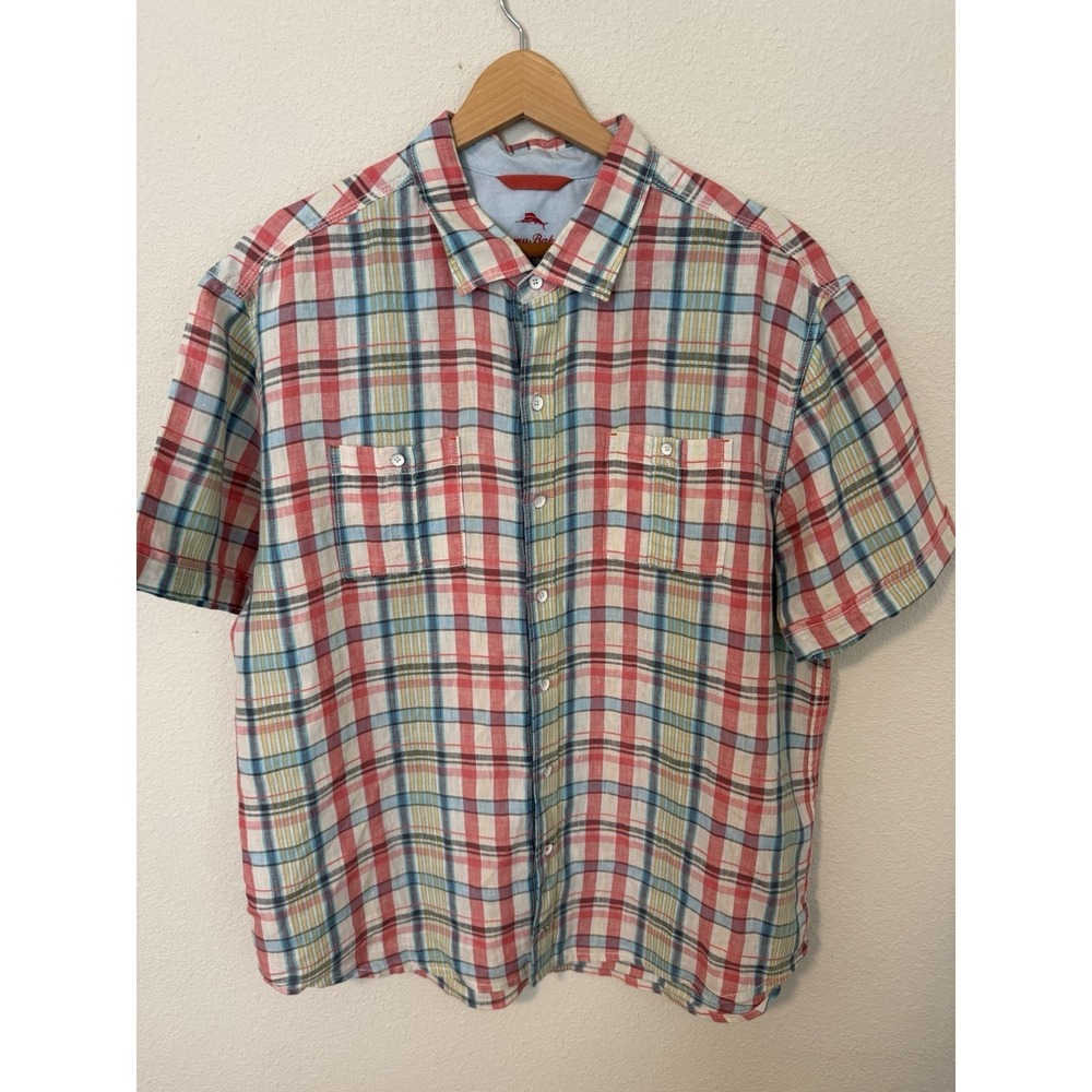 Tommy Bahama Men's XL Linen Blend Short Sleeve Shirt Casual Beach Colorful